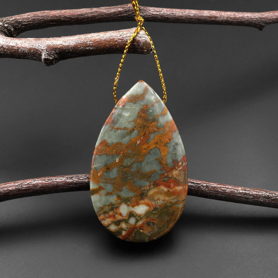 Natural Owyhee Picture Jasper Teardrop Pendant Side Drilled A1