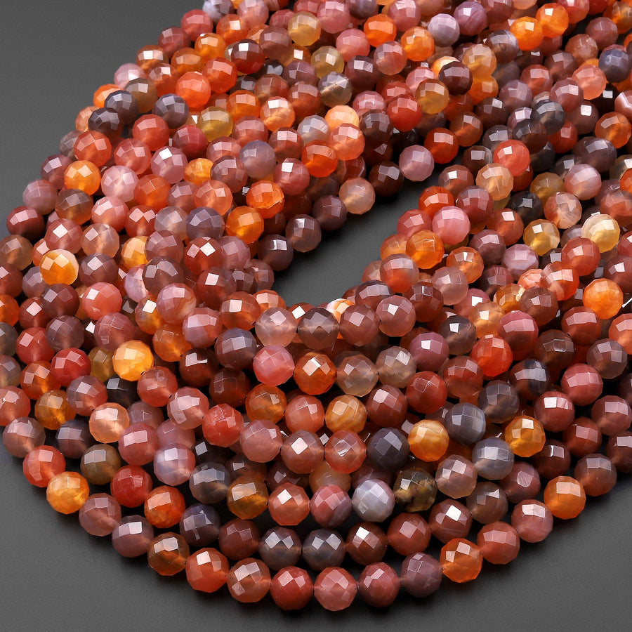 Faceted Rare Natural Swazi African Red Agate Round Beads 8mm 10mm from Mozambique 15.5" Strand