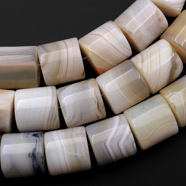 Natural Montana Agate Beads Large Smooth Cylinder Tube 15.5" Strand