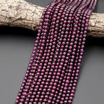 AAA+ Natural Purple Garnet From Mozambique Smooth 3mm 4mm 5mm 6mm Round Gemstone Beads 15.5" Strand