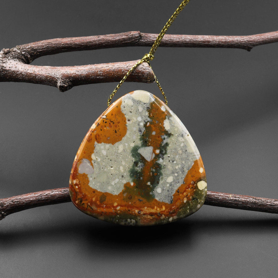 Natural Owyhee Picture Jasper Trianble Pendant Side Drilled A2