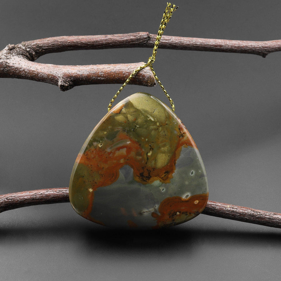 Natural Owyhee Picture Jasper Trianble Pendant Side Drilled A3