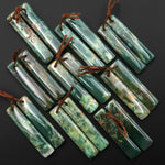 Natural Green Jade Earring Pair Slender Rectangle Cabochon Cab Pair Matched Gemstone Earrings Bead Pair