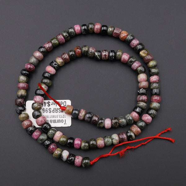 Natural Multicolor Tourmaline 6mm Smooth Rondelle Beads 15.5" Strand