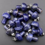 AAA Natural Blue Sodalite Gemstone Mushroom Pendant Natural Crystal Focal Bead