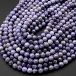 Real Genuine Natural Tanzanite Round Beads 4mm 6mm 8mm Purple Blue Gemstone 15.5" Strand