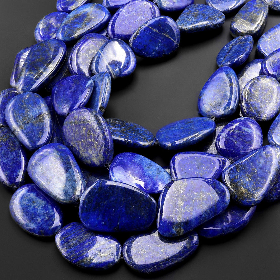 AAA Large Natural Blue Lapis Freeform Nugget Beads 15.5" Strand