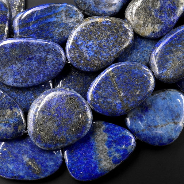 Large Natural Denim Blue Lapis Freeform Nugget Beads 15.5" Strand