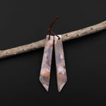 Natural Cherry Blossom Agate Earring Pair Drilled Matched Long Beveled Rectangle Pair Aka Flower Agate