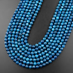 AAA Natural Deep Teal Blue Apatite 4mm 5mm 6mm Round Beads 15.5" Strand