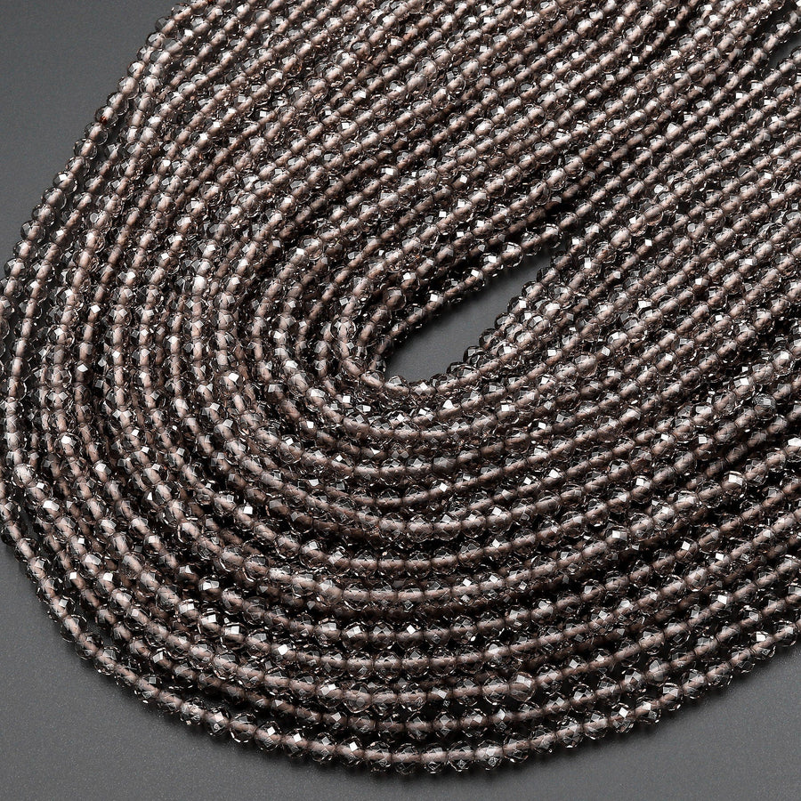 Faceted Natural Ice Obsidian Round Beads 2mm 3mm 4mm Gemstone 15.5" Strand