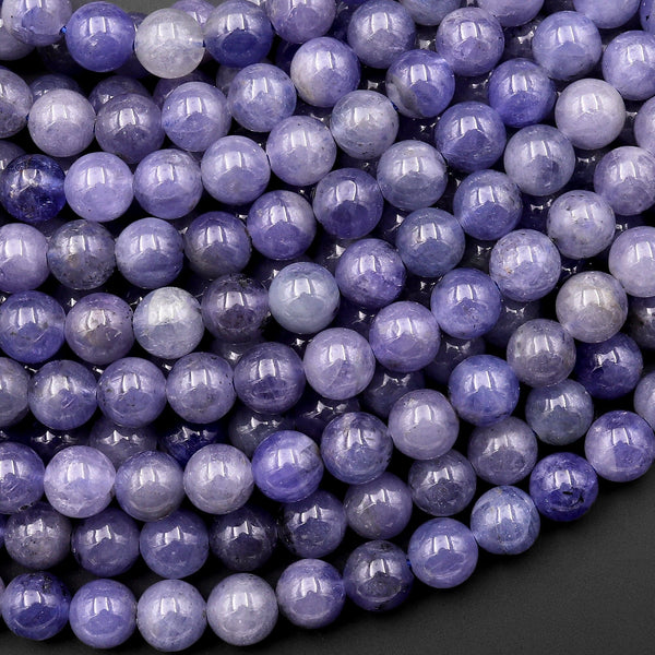 AA Real Genuine Natural Tanzanite Round Beads 5mm 6mm Purple Blue Gemstone 15.5" Strand