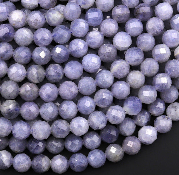 Faceted Natural Iolite Round Beads 6mm 7mm 8mm 10mm 15.5" Strand