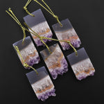 Natural Purple Orange Amethyst Stalactite Pendant Long Rectangle Slice Focal Bead