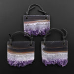 2 Hole Pendant Natural Smoky Quartz White Purple Amethyst Stalactite Druzy Pendant Drilled Flat Slice Rectangle