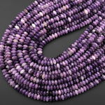 Natural Purple Lepidolite 6mm Smooth Thin Rondelle Beads 15.5" Strand