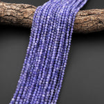 AAA Extra Gemmy Faceted Natural Tanzanite Round Beads 4mm Micro Laser Cut Real Genuine Gemstone 15.5" Strand