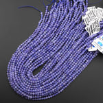 AAA Extra Gemmy Faceted Natural Tanzanite Round Beads 4mm Micro Laser Cut Real Genuine Gemstone 15.5" Strand