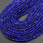 AAA Micro Faceted Natural Blue Lapis Lazuli Round Beads 3mm Diamond Cut Gemstone 15.5" Strand