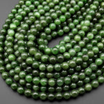 Real Genuine Natural Green Russian Siberian Jade Smooth 8mm Round Beads 15.5" Strand