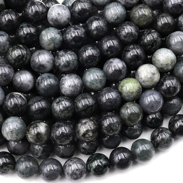 Natural Burmese Black Jade Smotth Round Beads 8mm 10mm 15.5" Strand