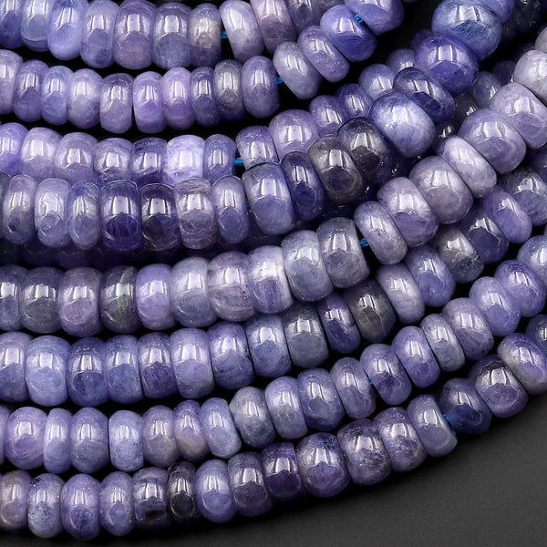 Genuine Real Natural Tanzanite 5mm 6mm 7mm 8mm Smooth Rondelle Beads Purple Blue Gemstone 15.5" Strand