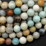 Natural Amazonite Round Beads 4mm 6mm 8mm Multicolor Amazonite 15.5" Strand
