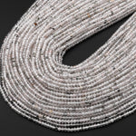 Natural Hematite Phantom Quartz 2 3mm Faceted Rondelle Beads Micro Faceted Diamond Cut Gemstone 15.5" Strand