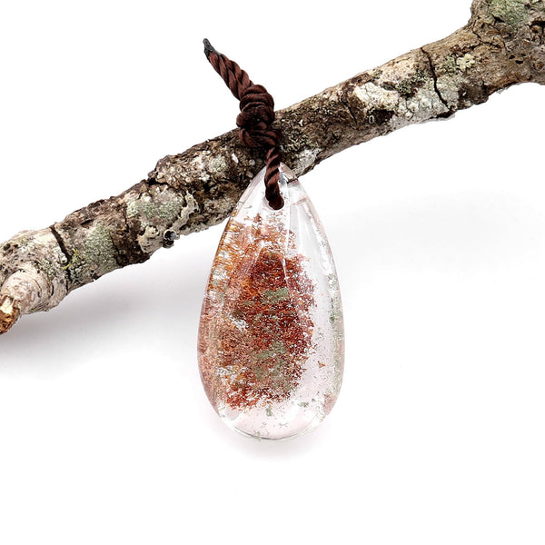 AAA Natural Lodalite Phantom Quartz Long Teardrop Pendant Gemstone Focal Bead Extra Clear A1