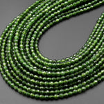 Faceted Green Taiwan Jade Round 4mm Beads 15.5" Strand