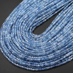 AAA Natural Blue Aquamarine Faceted 3mm Cube Beads Micro Faceted Laser Diamond Cut 15.5" Strand