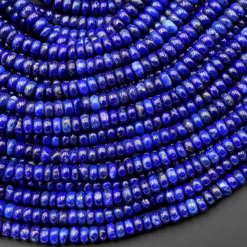 AAA Natural Blue Lapis Lazuli Beads Smooth Rondelle Beads 4mm 15.5" Strand