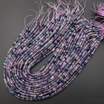 AAA Natural Fluorite Faceted 4mm Rondelle Beads Micro Laser Cut Violet Purple Blue Gemstone 15.5" Strand