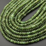 AAA Rare Natural Green Garnet Smooth Rondelle Beads 5mm 6mm 7mm 8mm 15.5" Strand