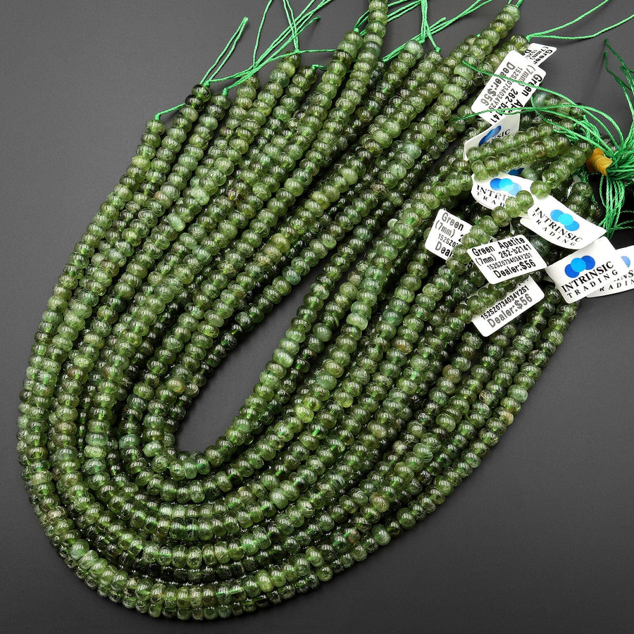AAA Rare Natural Green Garnet Smooth Rondelle Beads 5mm 6mm 7mm 8mm 15.5" Strand