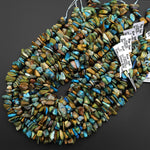 Large Natural Peruvian Blue Opal Freeform Chip Pebble Nugget Beads Gemstone 15.5" Strand