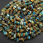 Large Natural Peruvian Blue Opal Freeform Chip Pebble Nugget Beads Gemstone 15.5" Strand