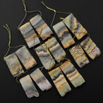 Small Natural Golden Green Amethyst Stalactite Slice Matched Earring Gemstone Bead Pair