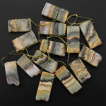 Small Natural Golden Green Amethyst Stalactite Slice Matched Earring Gemstone Bead Pair