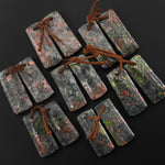 Natural Red Unakite Earring Pair Drilled Matched Short Rectangle Gemstone Beads