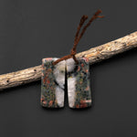 Natural Red Unakite Earring Pair Drilled Matched Short Rectangle Gemstone Beads