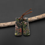 Natural Red Unakite Earring Pair Drilled Matched Short Rectangle Gemstone Beads