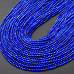 AAA+ Micro Faceted Natural Blue Lapis Lazuli Round Beads 2mm Diamond Cut Gemstone 15.5" Strand