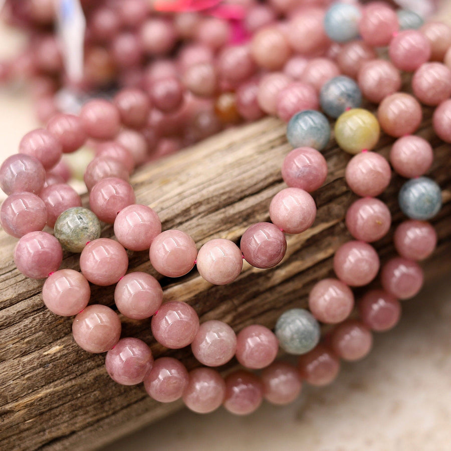 Rare Natural Pink Tourmaline Round Beads 6mm 8mm Real Genuine Rouge Pink Blue Green Gemstone 15.5" Strand