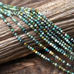 Natural Turquoise 3mm Faceted Round Beads Real Genuine Natural Blue Green Brown Turquoise Micro Cut 15.5" Strand
