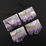 Natural White Purple Amethyst Stalactite Rectangle Pendant Side Drilled Freeform Crystal