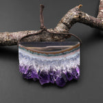 Natural Smoky Quartz Purple Amethyst Stalactite Rectangle Pendant Top Side Drilled Focal Bead