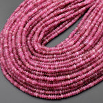 AAA Faceted Natural Pink Tourmaline Thin Rondelle 4mm Beads Diamond Cut Gemstone 15.5" Strand