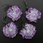 Natural Purple Amethyst Stalactite Crystal Druzy Flower Pendant
