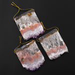 Natural Peach Pink Purple Amethyst Stalactite Druzy Pendant Side Drilled Flat Slice Focal Bead